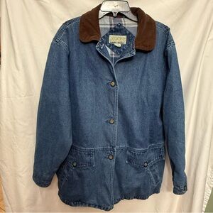 St. John's Bay Vintage Denim Jacket, Large, Corduroy Collar Workwear USA